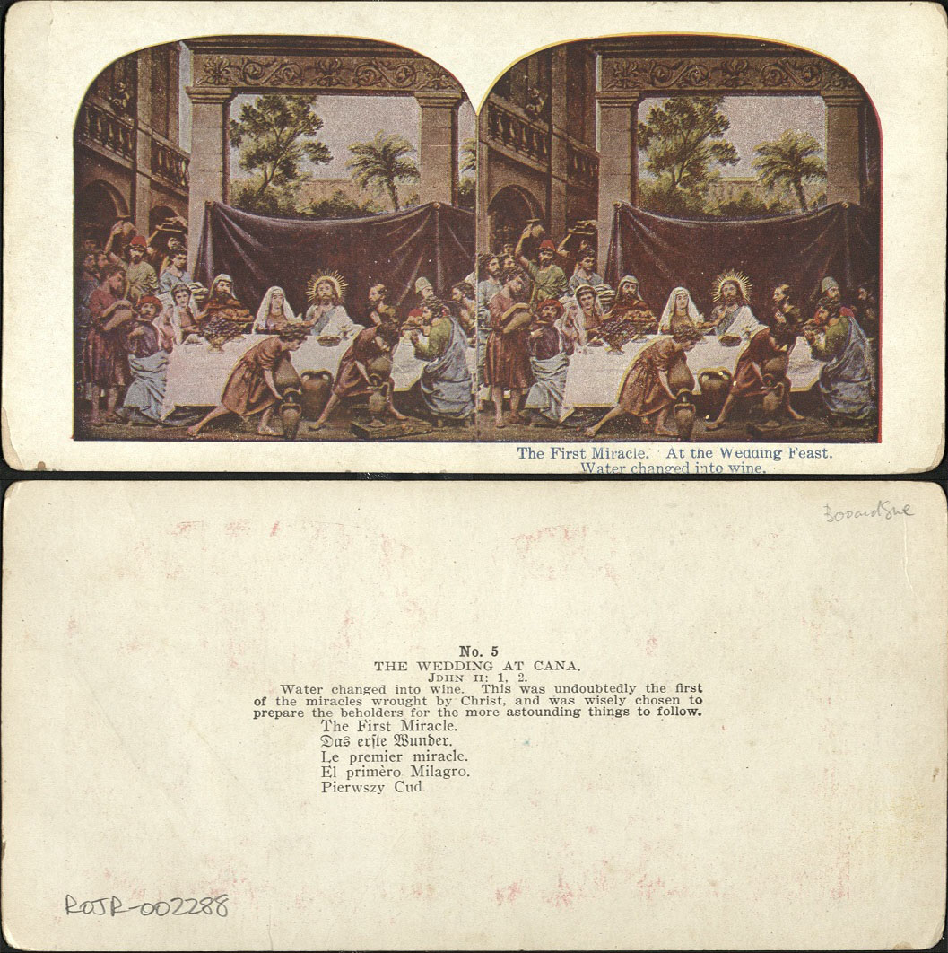 The First Miracle. At the Wedding Feast. Water changed into wine.